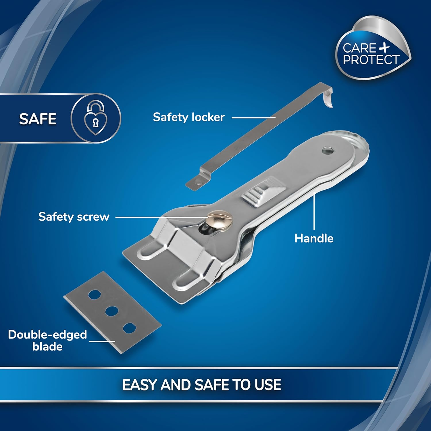 Care + Protect Blades for Cleaning Scraper, for Glass, Ceramic, and Induction Hobs, No Scratch, Leaves Surfaces Bright and Shiny, Safe, Pack of 10 Blades image number 4