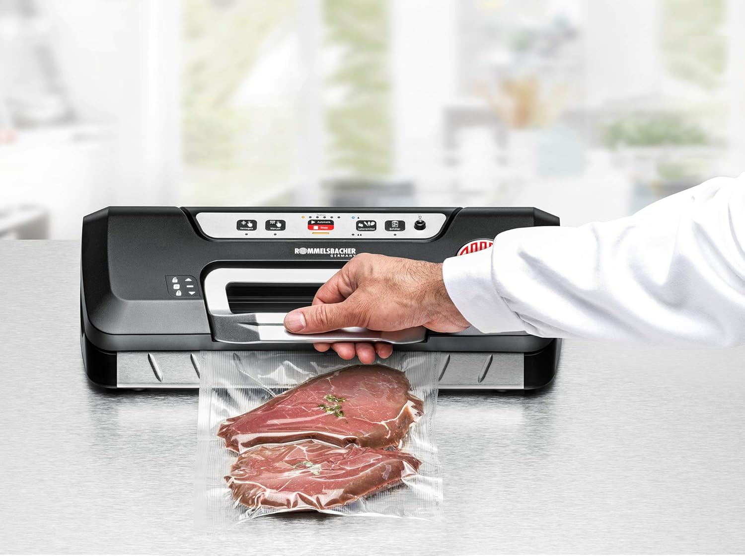 ROMMELSBACHER Vacuum Sealer VAC 285 &ndash; Suction Capacity 9 Litres/Min, One-Hand Operation, for Long-Term Operation, Fully Automatic Vacuum Sealing & Sealing, 2 Sealing Times, for Films up to 30 Cm Wide image number 1