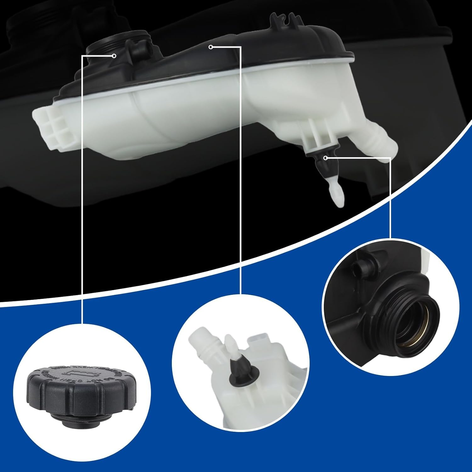 2465000049 Expansion Tank + Cap for Mercedes-Benz A, B, CLA Class W176, W246, C117, X156 A180, A200, A260, A45AMG, B180, B200, B260, AMGCLA45, CLA180, CLA200, CLA220, CLA260 Replat# 2105010615 image number 3