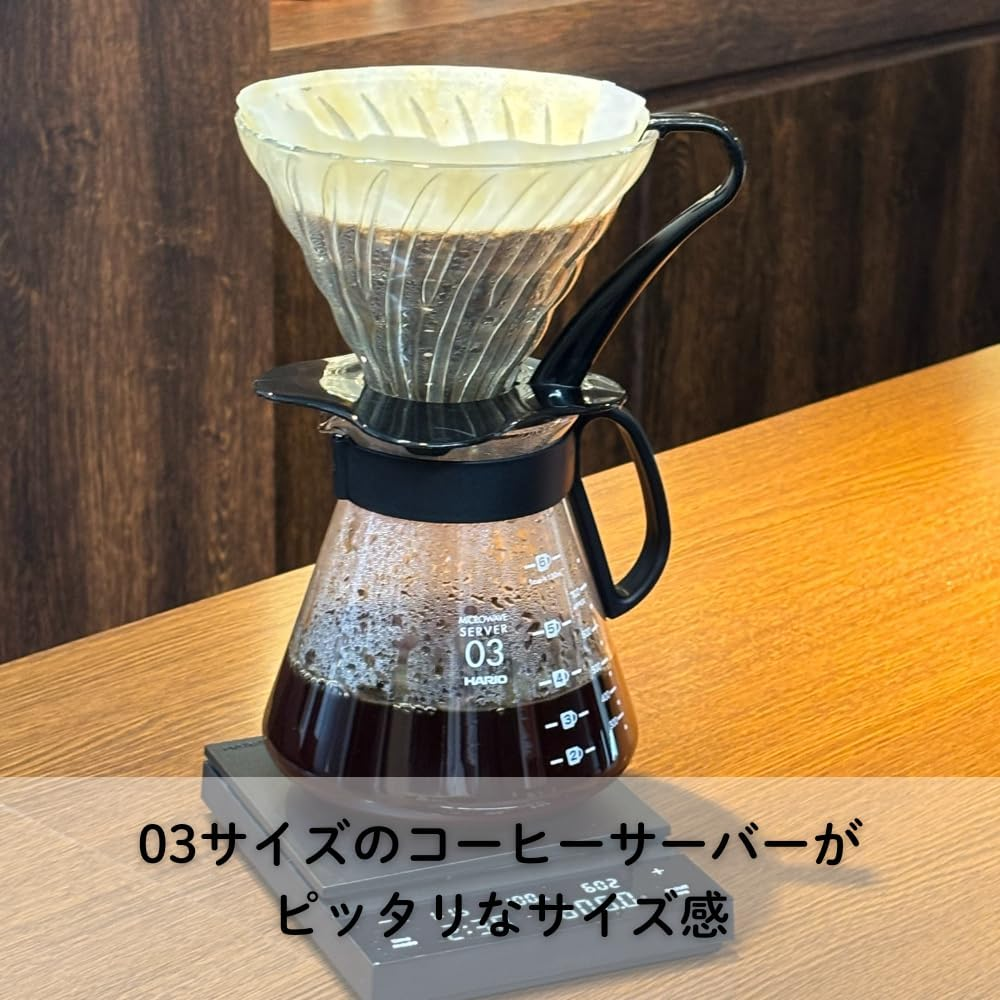 HARIO VDGN-03-B V60 Heat-Resistant Glass Transmission Dripper 03, for 1-6 Cups, Black, Made in Japan