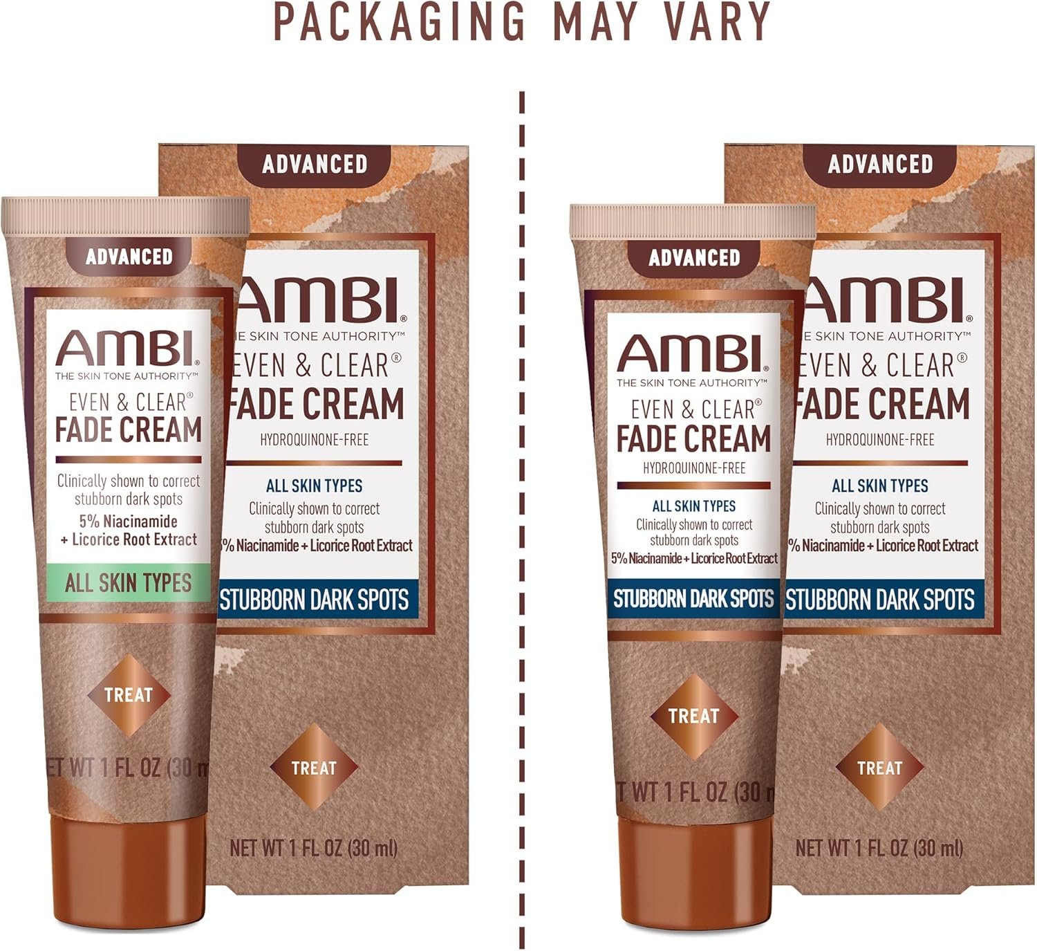 Ambi Even & Clear Advanced Fade Cream, Hydroquinone-Free, Hyperpigmentation Treatment, Stubborn Dark Spot Corrector, Results in as Little as 2-3 Weeks, Niacinamide, Licorice Root Extract, PHA, 1 Fl Oz image number 3