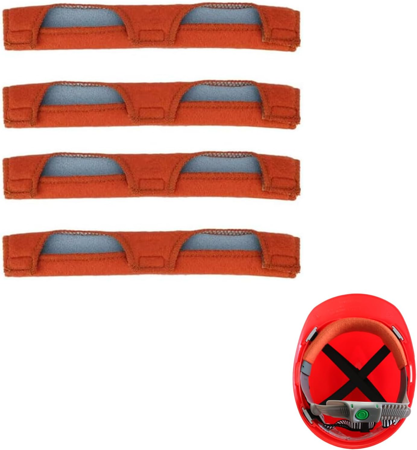 Welding Helmet Orange Sweat Bands, Orange Sweatband, 4 Pack Self-Adhesive Hardhat Sweatbands, Washable Pads, Welding Helmet Liner for Construction Chainsaw Hard Hat Keep Dry image number 5