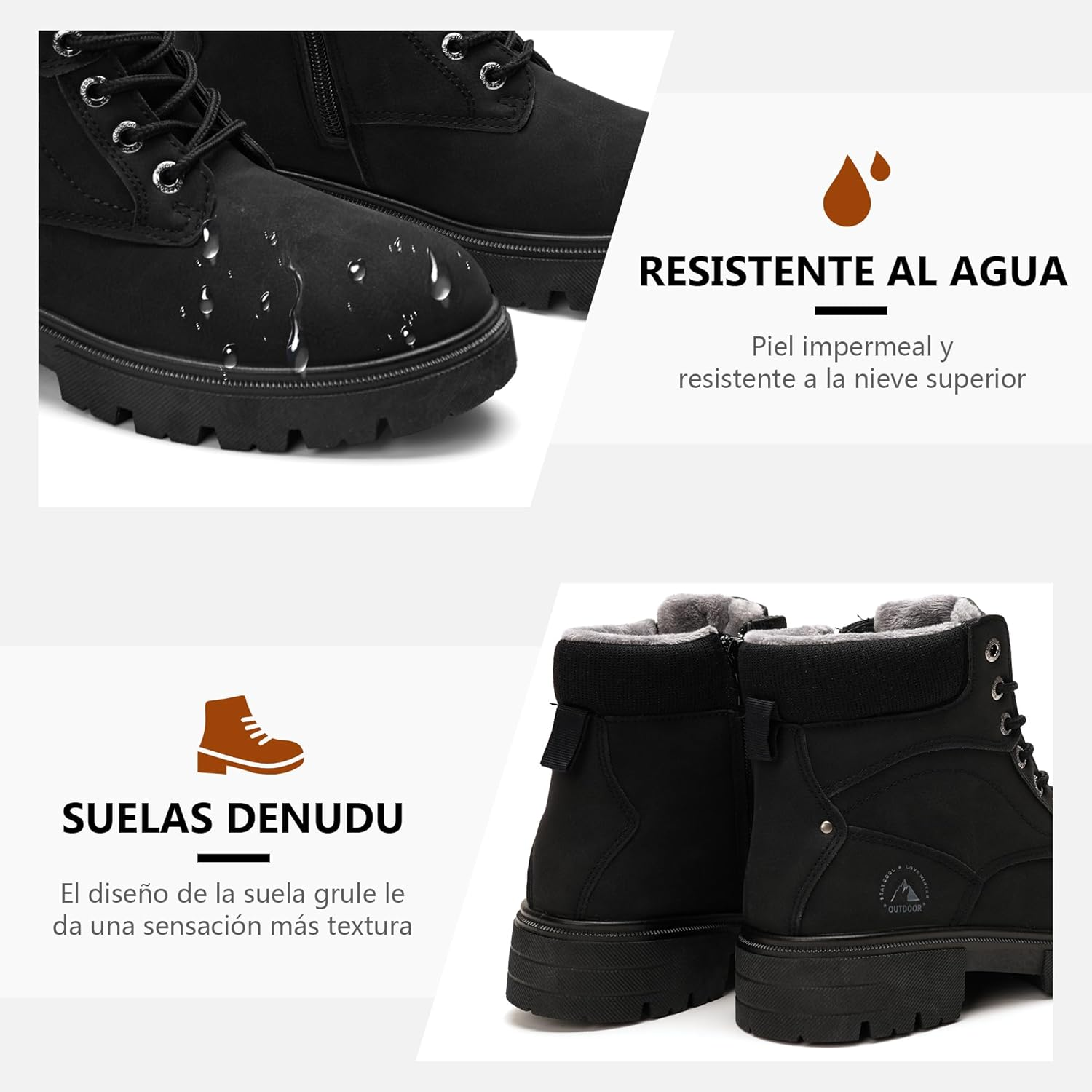 GLAMORA Womens Thermal Lined Lightweight Waterproof Non Slip Sole Side Zipper Comfort Everyday Work Cold Weather Walking Boots image number 5