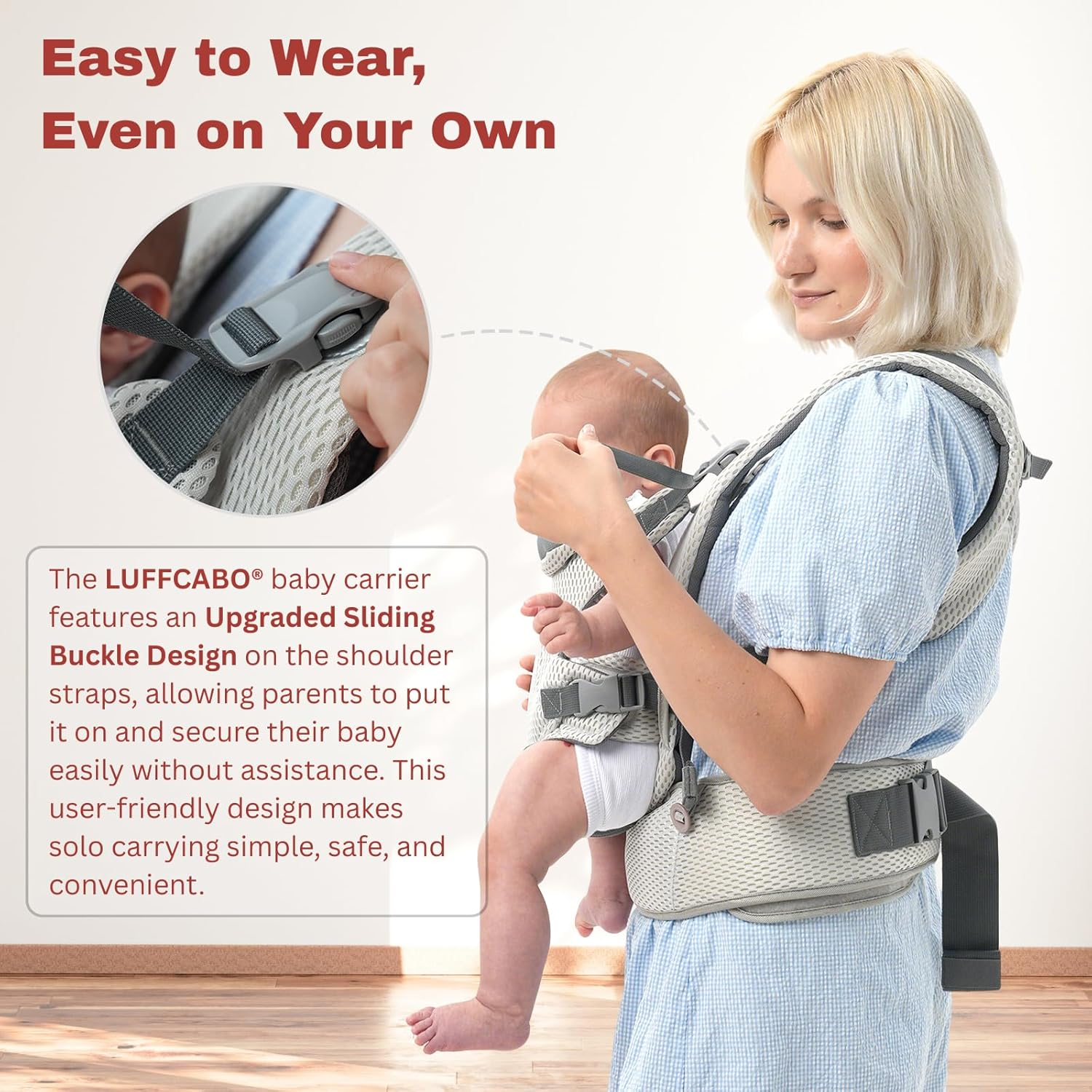 Mesh Baby Carrier Newborn to Toddler with 3 Carrying Positions, Ultra Breathable Baby Carrier, Ergonomic Toddler Carrier and Infant Carrier Comfortable for Babies 5-36 Months up to 15Kg image number 4