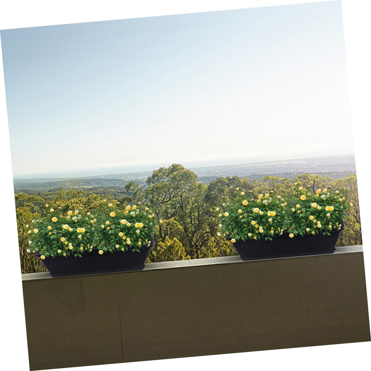 Didiseaon 5 Sets Rectangular Gardening Pots with Trays Durable Outdoor Planters for Vegetables Flowers Herbs for Windowsills Balconies and Patios image number 1