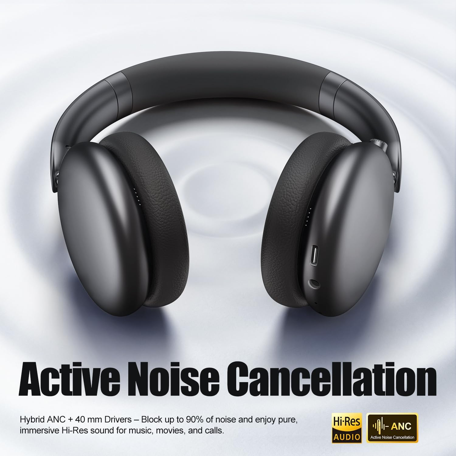 Y06 Wireless over Ear Headphones, Noise Canceling Bluetooth 5.3 Headphones with Eq,Hi-Res Audio,48H Playtime-Grey image number 5