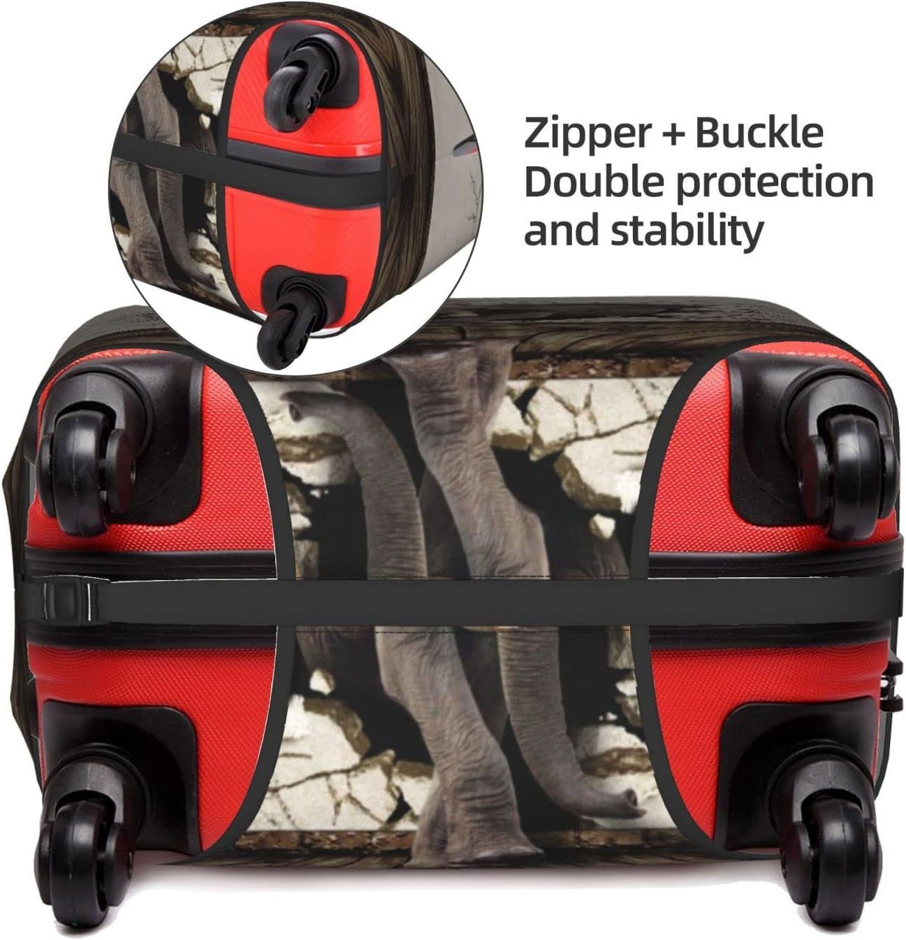 Broken Wall Elephant Luggage Cover Anti-Scratch Suitcase Protector Fits 18-32 Inch Luggage image number 4