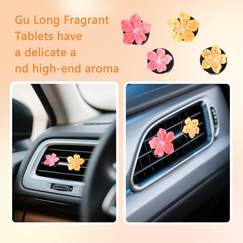 Flower Air Vent Clip Car Accessories for Women Car Air Freshener Clips Cute Rose Red Yellow Flowers Aesthetic Interior Decors for Girls New Driver Christmas Birthday Gift 4PCS image number 6