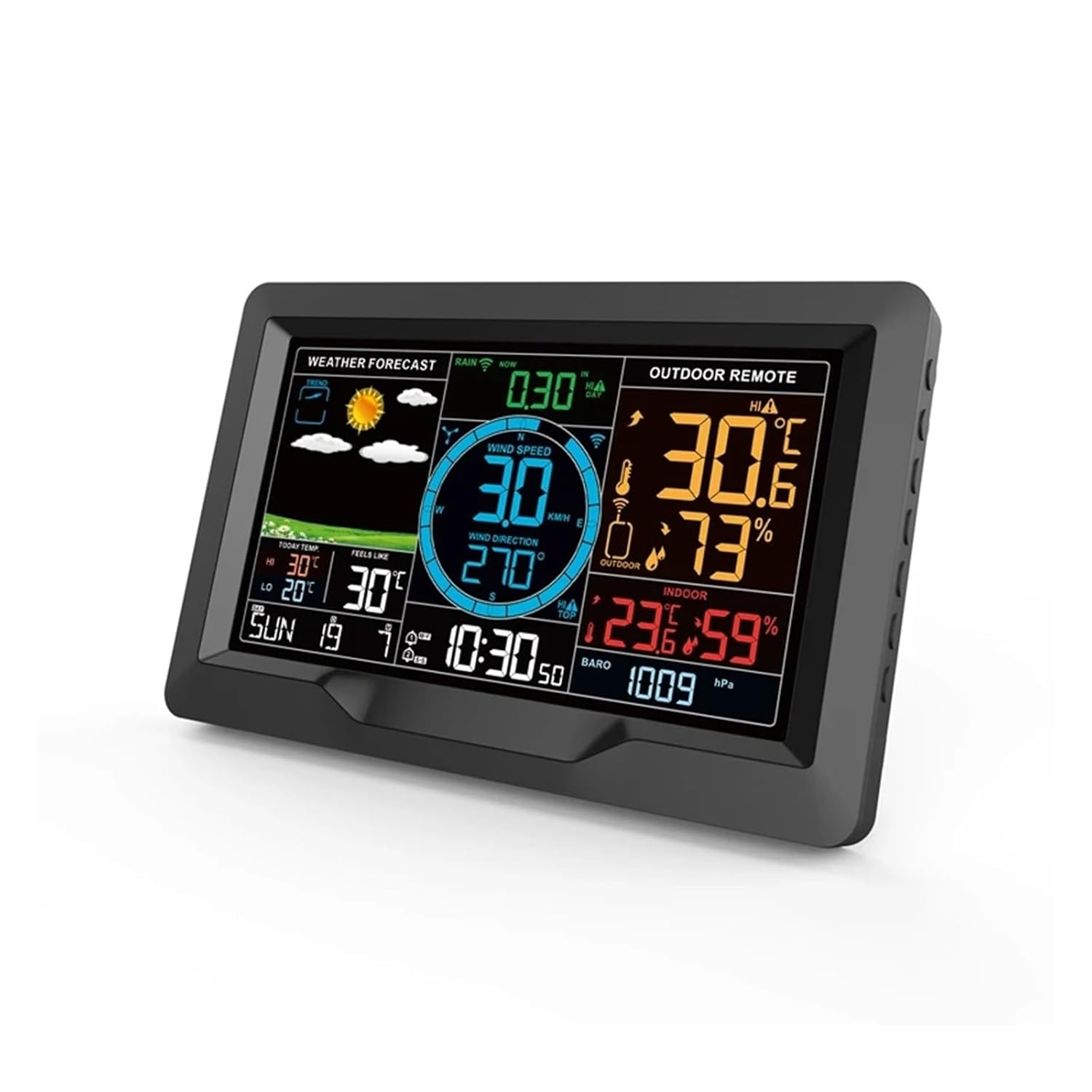 Color Wireless Weather Station Anemometer Home Temperature Humidity Clock Wind Speed Direction Rainfall Guage Forecast Sesnsor image number 2