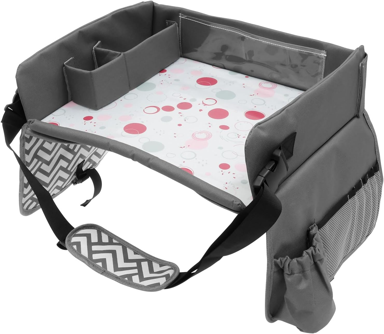 Kids Car Travel Tray for Car Seat, Adjustable Lap Desk with Storage Pocket for Toddlers Drawing, Eating, Fits Most Automotive Seats image number 3