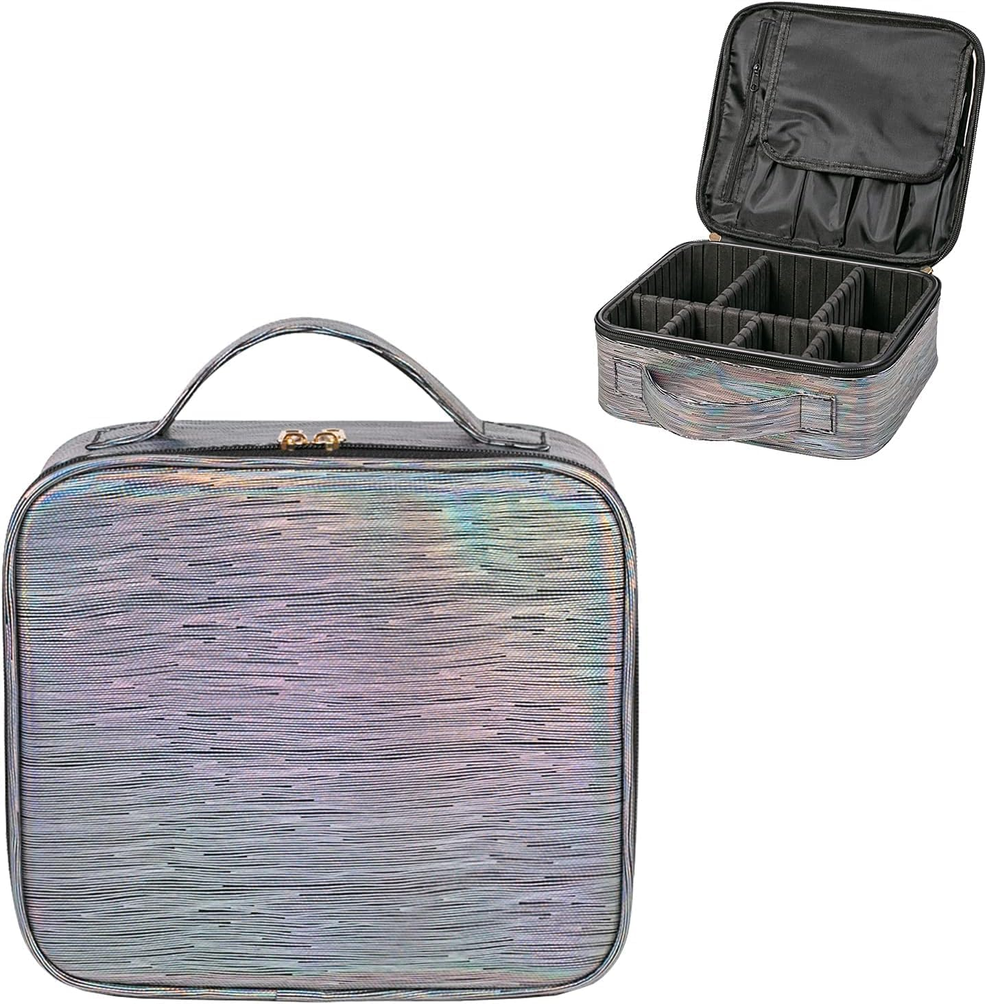 JOVALA Make up Travel Case Large Makeup Bag Cosmetics Train Case Makeup Suitcase with Compartments Toiletries Brush Organizers and Storage Bag (Black)