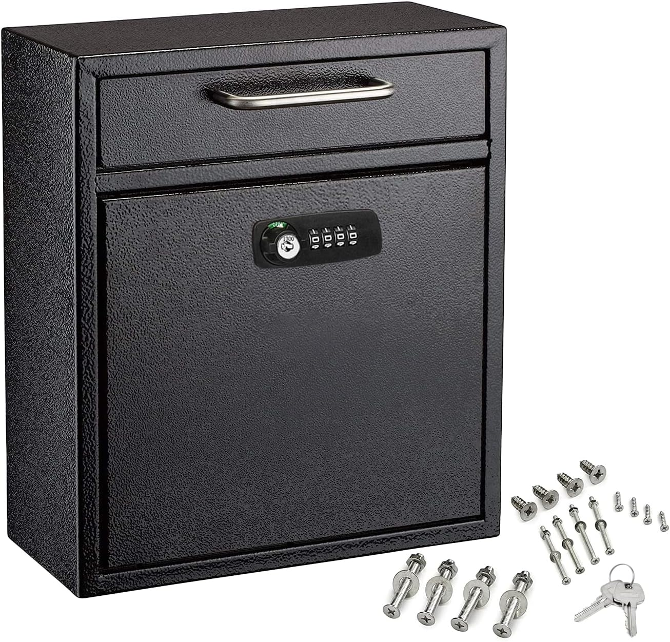 Adiroffice Ultimate Drop Box Wall-Mounted Mailbox - Hanging Secured Postbox - Durable Spacious Key or Combination Lock Box Perfect for after Hours Deposits Payments Key and Letter Drop (Medium, Black) image number 5