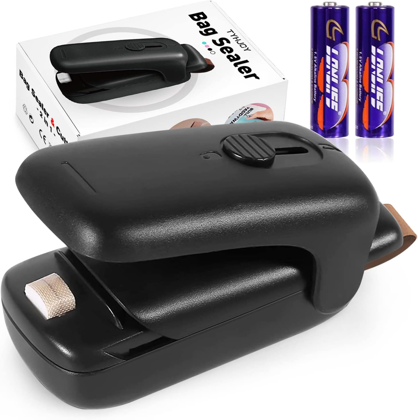 TYHJOY Mini Bag Sealer, Handheld Vacuum Heat Sealer and Cutter, Portable Chip Bag Resealer Sealing Machine for Snack Plastic Fresh Bags Cookies Green - Battery Not Included (Green)