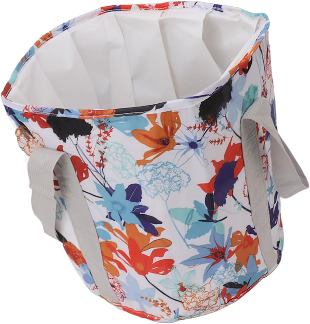 Portable Foot Bath Bucket, PVC Collapsible Foot Bath Basin for Travel (White Maple Leaf) image number 2