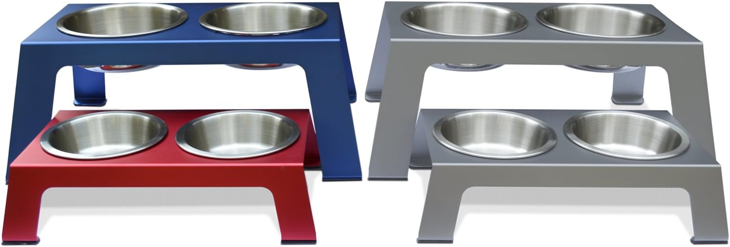 Petfusion Elevated Dog Bowls, Cat Bowls - Premium Anodized Aluminum Feeder (Short 4"). Us Food Grade Stainless Steel Raised Bowls,Metallic Gray