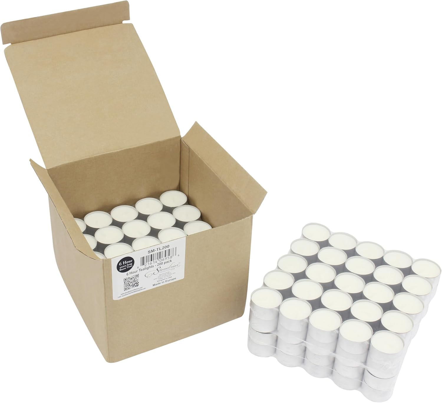 Stonebriar DTL-100-8 Long Burning Tealight Candles - White - Unscented - 100 Pack, White, 200 Pack (6-7 Hour) image number 6