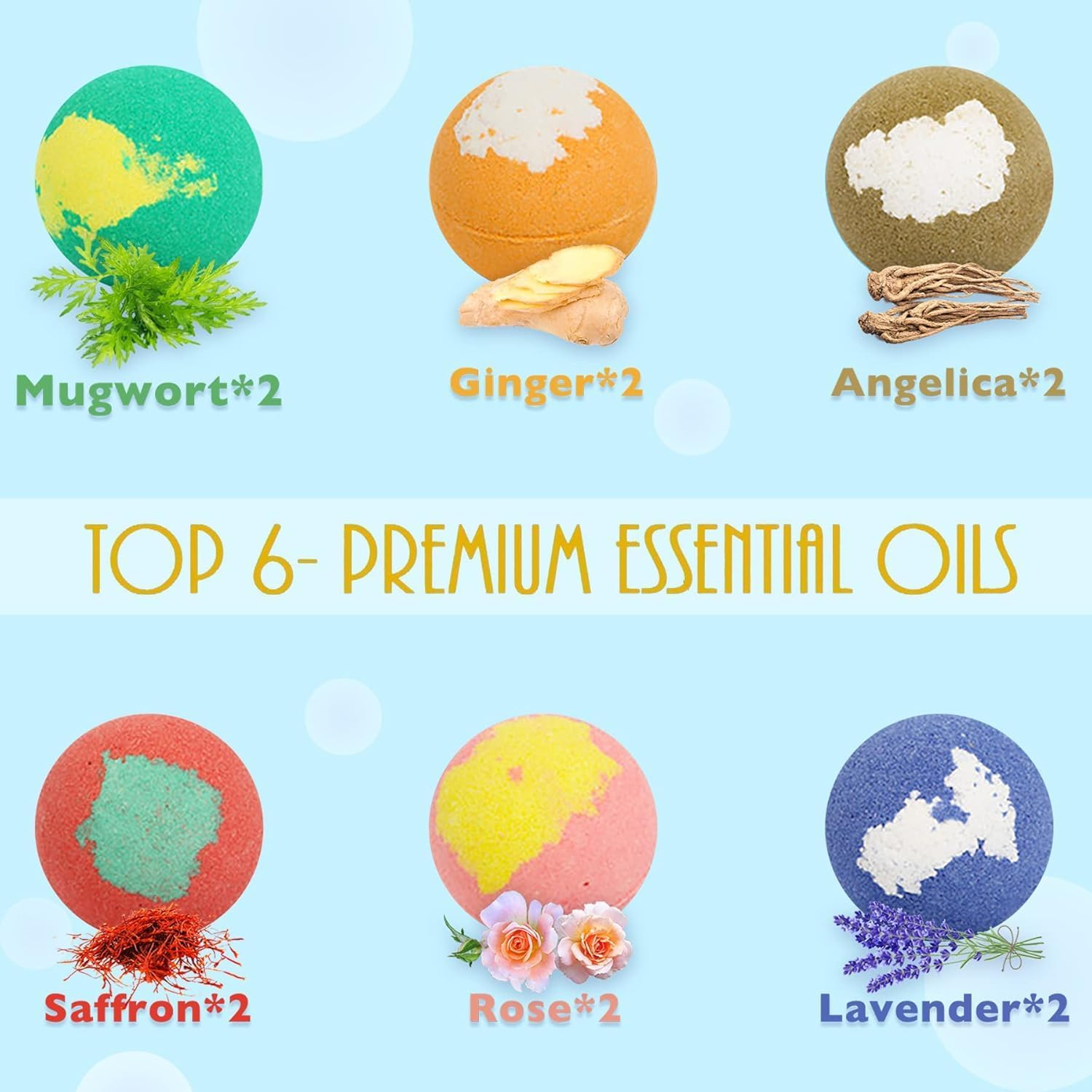 12-Pack Organic Foot Bath Bombs with Bath Salt | Infused with Essential Oils | Relieves Dry Cracked Feet, Athletes Foot, Foot Odor & Soothes Tired Sore Feet image number 2