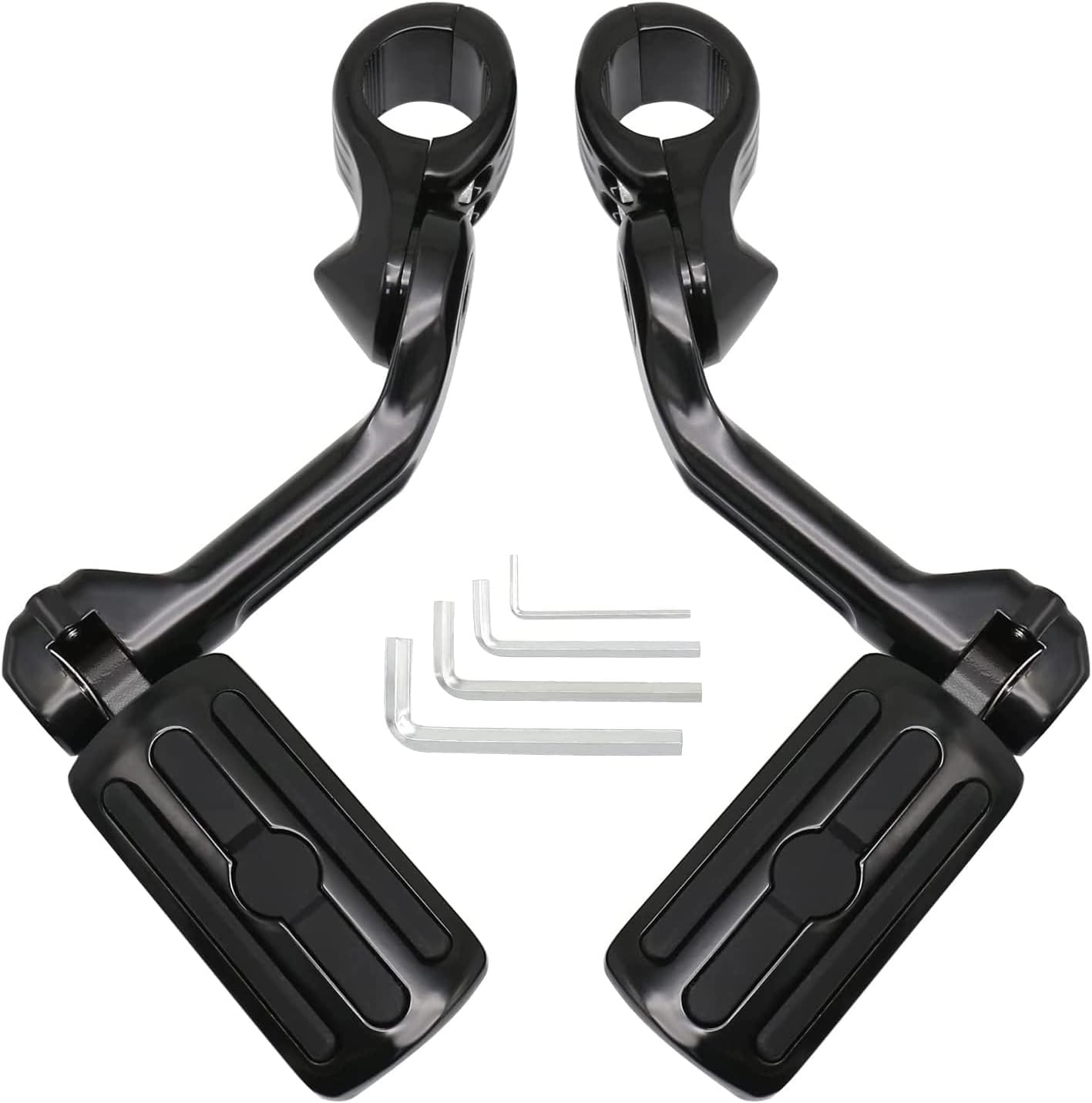 Highway Pegs Foot Rest Fit for Harley Sportster Dyna Touring Street Glide Road Glide Road King Electra Glide with 1.25 Inch Highway Bar (Black)