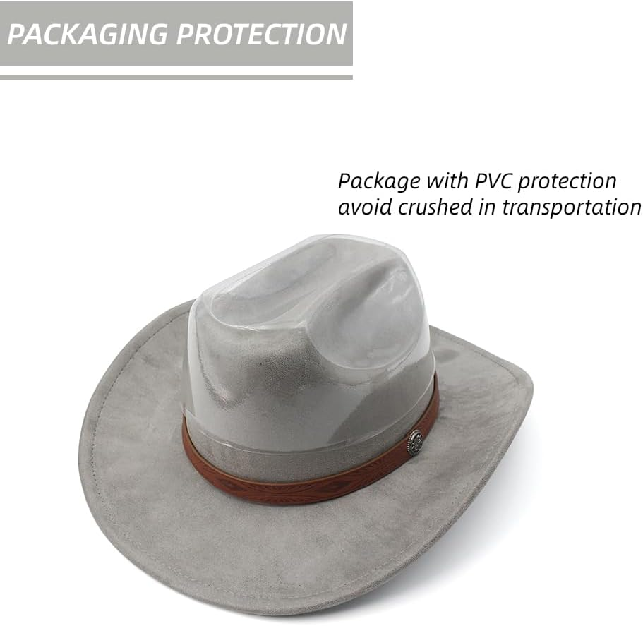 LIDHAY Cowboy Hat for Women Men Wide Brim Cowboy Cowgirl Hats Western Suede Cattleman Cowboy Hats - Coffee image number 5