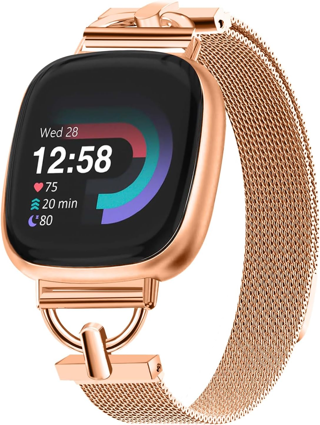 HAYONLIY Metal Bands Compatible with Fitbit Versa 3/Fitbit Versa 4/Fitbit Sense 2/Fitbit Sense,Mesh Stainless Steel Sport Strap,Magnetic Adjustable Wristband for Women Men