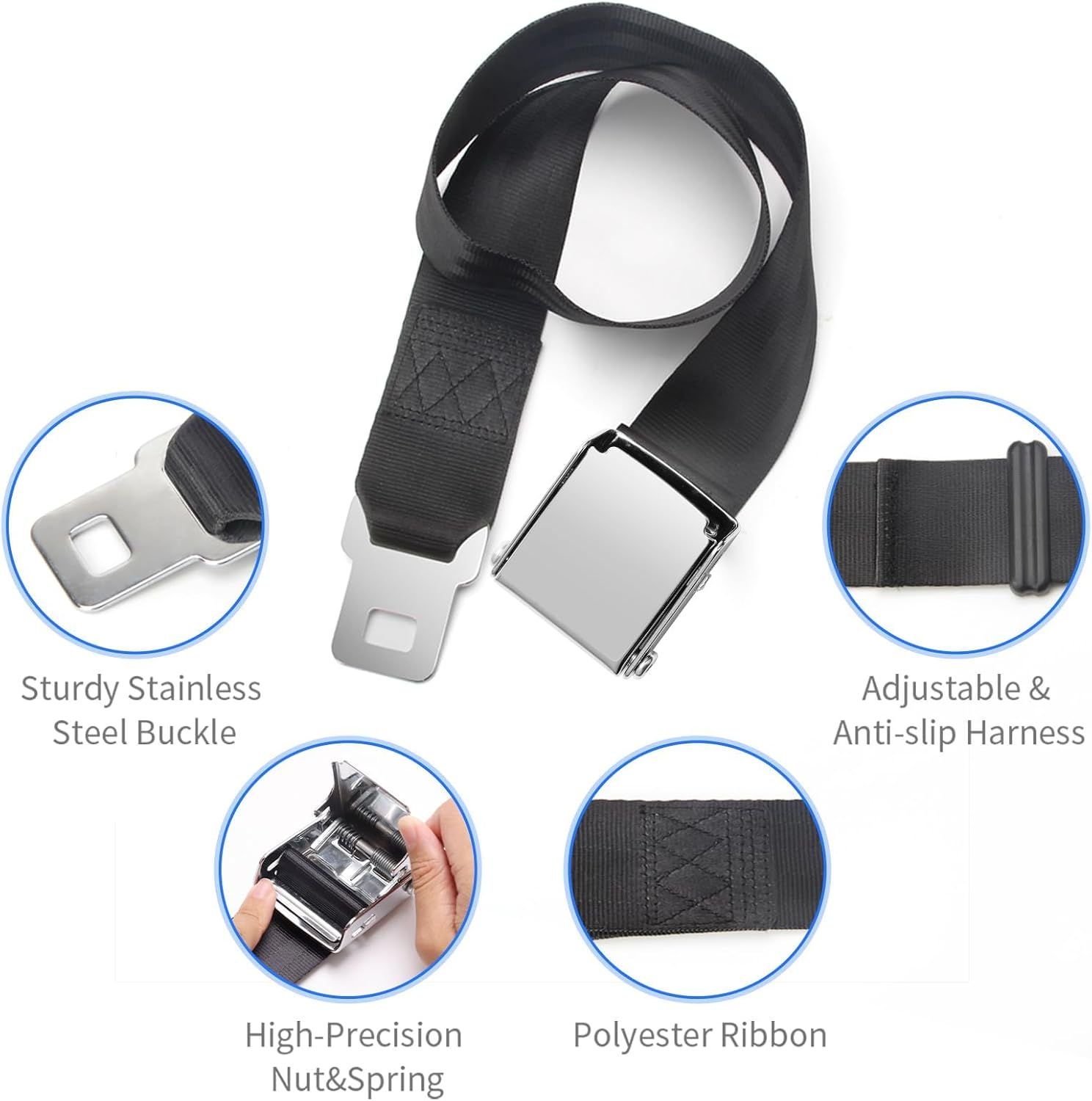 Airplane Seat Belt Extender, Adjustable 7-32" Airplane Seatbelt Extender Fits Most Airlines 1Pcs image number 1