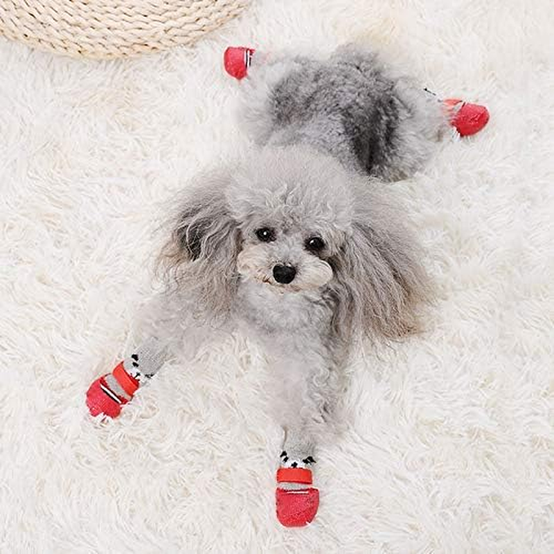 SMARTHING Dog Cat Boots Shoes Socks with Adjustable Waterproof Breathable and Anti-Slip Sole All Weather Protect Paws(Only for Tiny Dog) (L, Blue) image number 2
