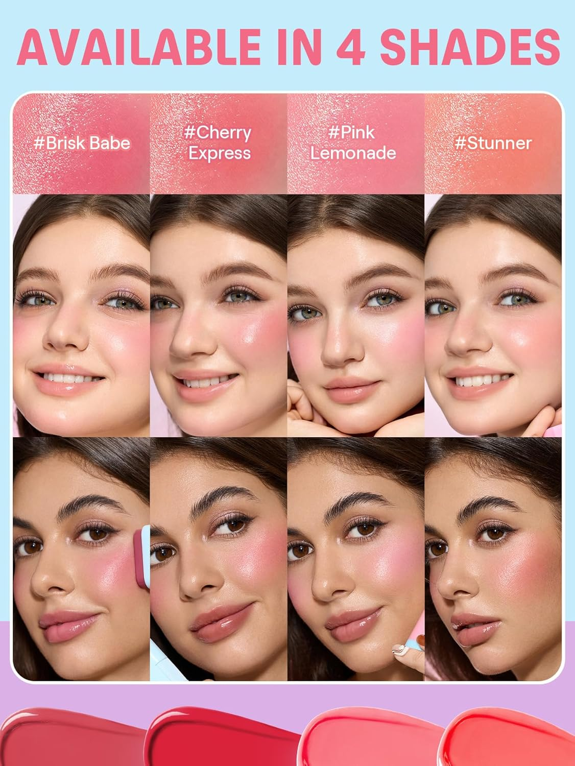 SHEGLAM Glass Glow Blush Stick Cream for Cheek and Lip, Waterproof Hydrating Tinted Solid Moisturizer Blendable Natural Grow Nude Face Blush Makeup-Stunner image number 4