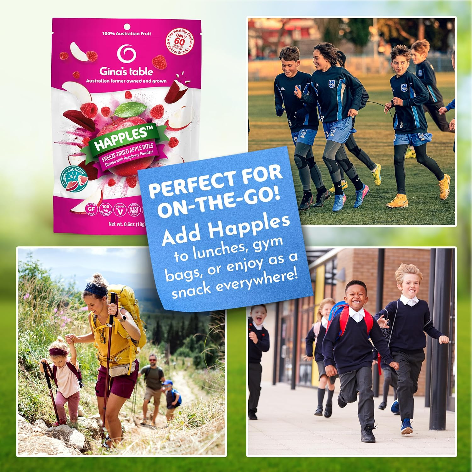 Gina&rsquo;S Table Happles 18G Freeze-Dried Fruit Snack &ndash; Natural Freeze-Dried Fruit &ndash; Apple Crisps &ndash; Healthy Fruit Snacks for Kids &ndash; Low-Calorie Snacks &ndash; Apple & Raspberry (10 Pack) image number 6