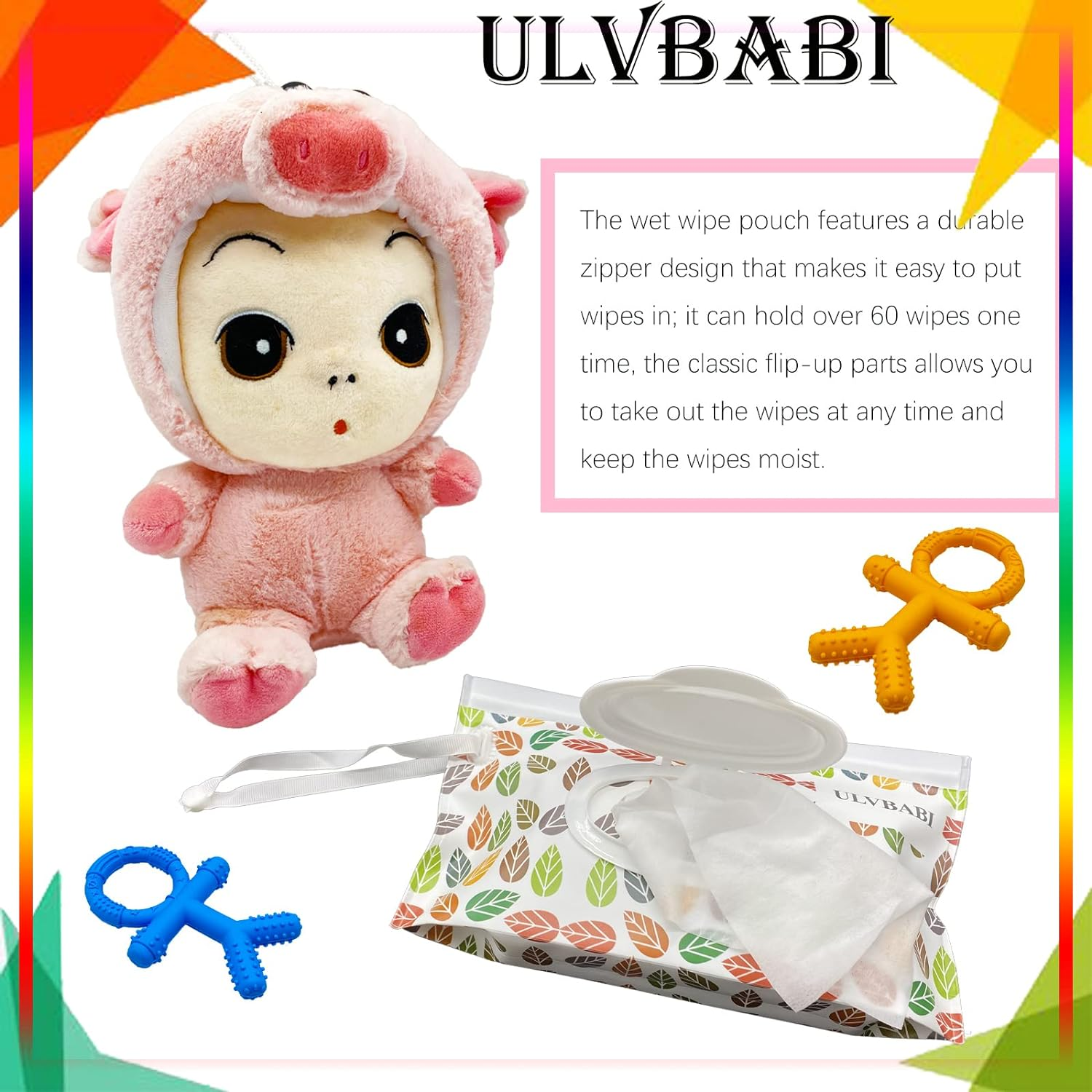 Portable Wet Wipes Dispenser (2 Pack) Reusable Baby Diaper Disposal Bags Refillable Personal Travel Clutch Dispenser Holder | Keeps Wipes Moist (Leaf and Arrow Pattern) image number 2