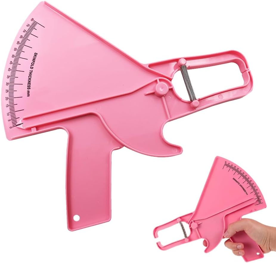 1Pcs Precision Skinfold Caliper, 0-80 Mm Professional Body Caliper, Measuring Body Fat Tester for BMI Fitness Weight Loss (Black)