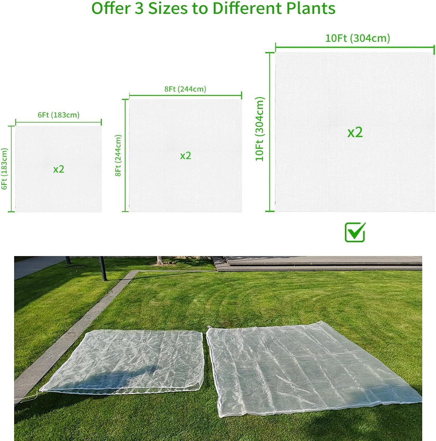 Garden Mesh Netting with Drawstring and Zipper-Plants Cover Protection from anti Birds,Insects-Pest Barrier Bag for Blueberry Bushes,Citrus,Tomatoes,Vegetables,Fruit Tree ﻿ (290 * 305Cm 2 Pack) image number 2