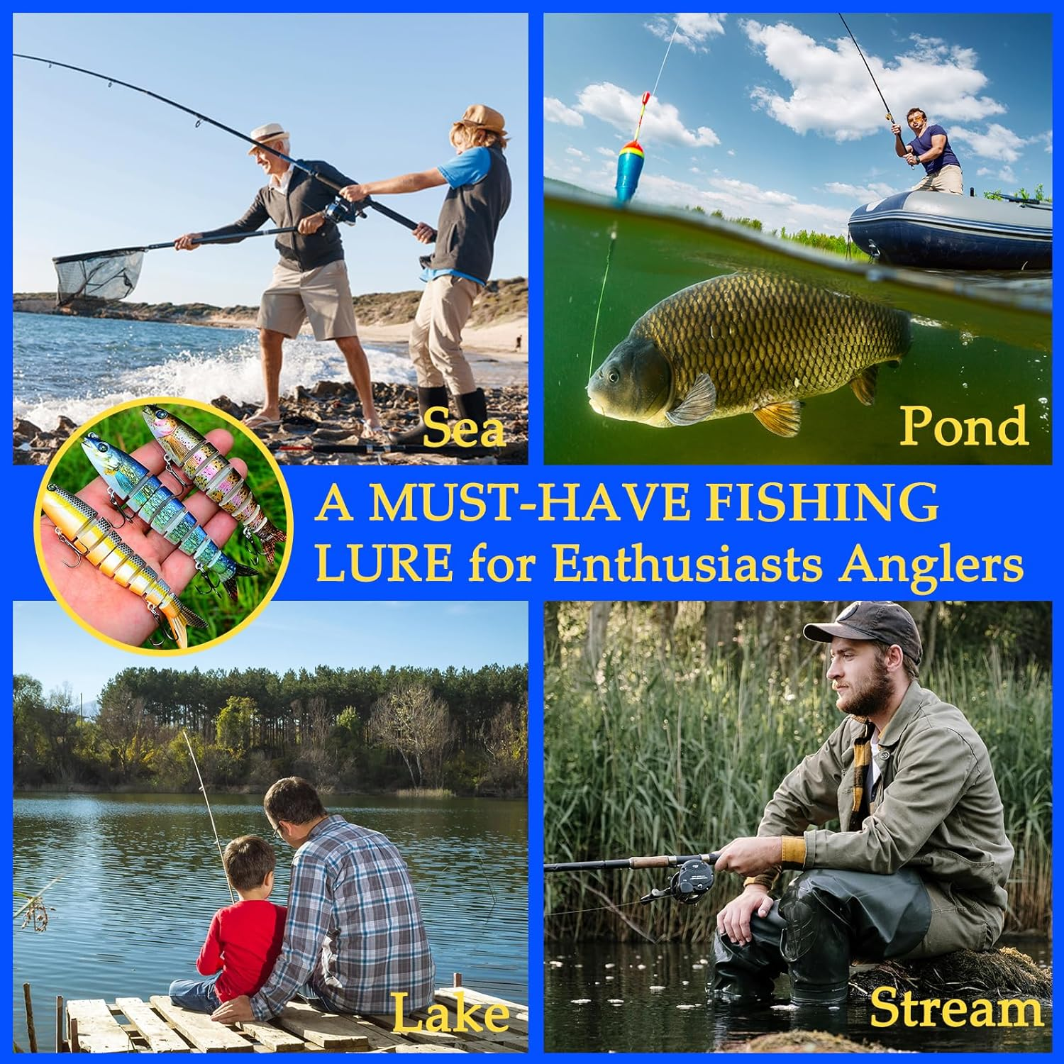 Roseflower 8 Segments Multi Jointed Swimbaits, Slow Sinking Fishing Lures for Freshwater & Saltwater, Ideal Accessories for Fly, Sea Fishing image number 6