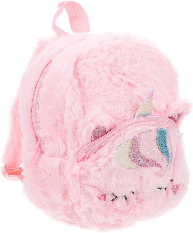 TOMVAES Unicorn Backpack for Kids,With Unicorn Pendant,Plush Unicorn Backpack,Fluffy Mini Unicorn Backpack Bags for Girls Kids Travel Plush Rainbow Schoolbag