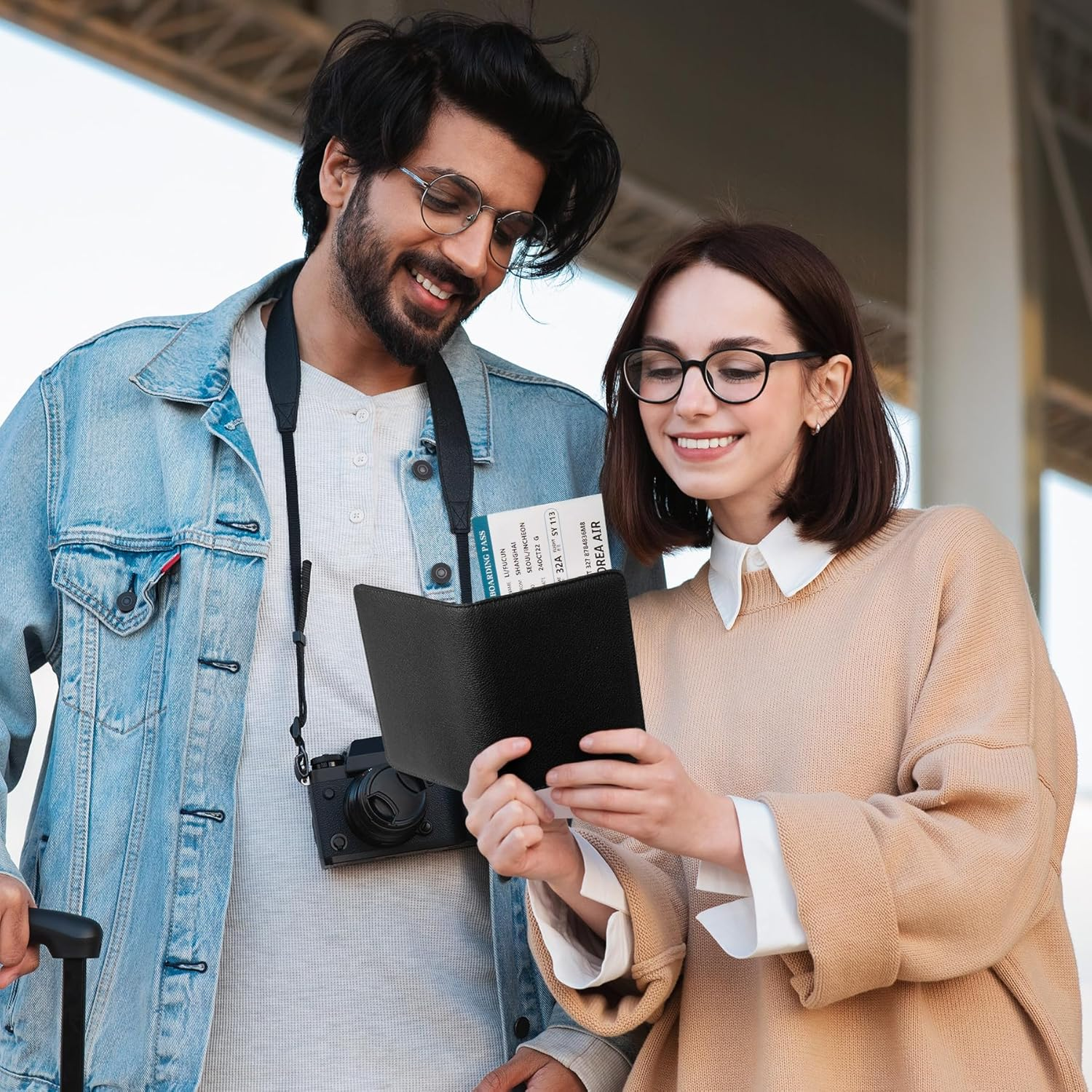 VULKIT Passport Holder RFID Blocking with Magnetic Closure Travel Wallet Passport Book Cover Boarding Pass Holder Travel Essentials - Brown image number 5