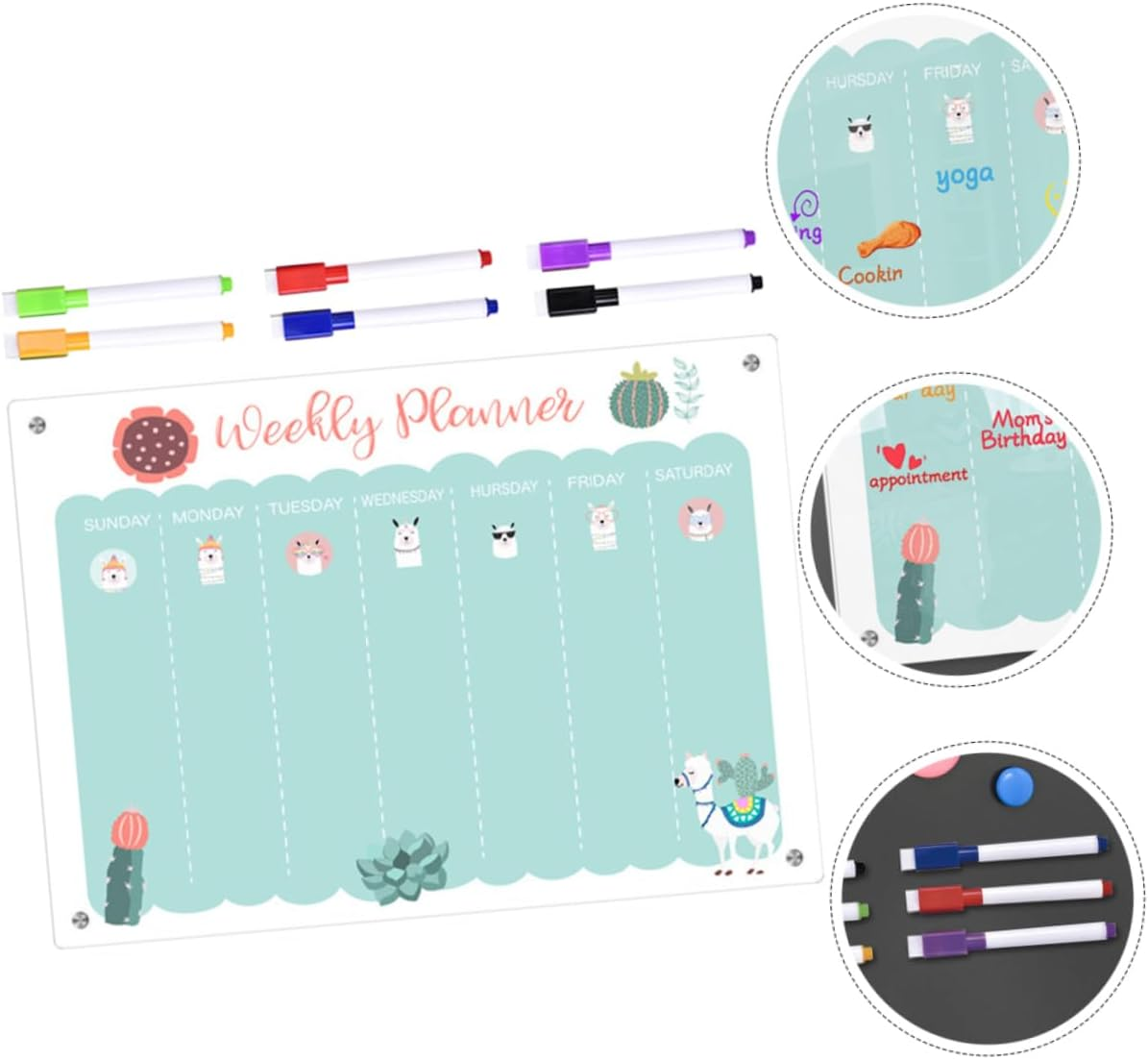 NUOBESTY Magnetic Fridge Board Dry Erase To-Do List Daily Schedule Message Board