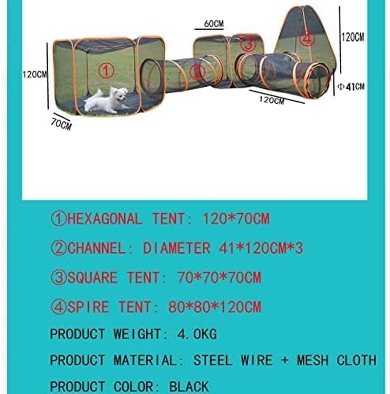 Outdoor Cat Enclosures Cat Tent, 6-In-1 Portable Cat Tent with Tunnel Foldable Pet Playpen Play Tents Pop up Visual Mesh House for Kitten Puppy Small Dog Animal，Large Outdoor Cat Tent image number 1