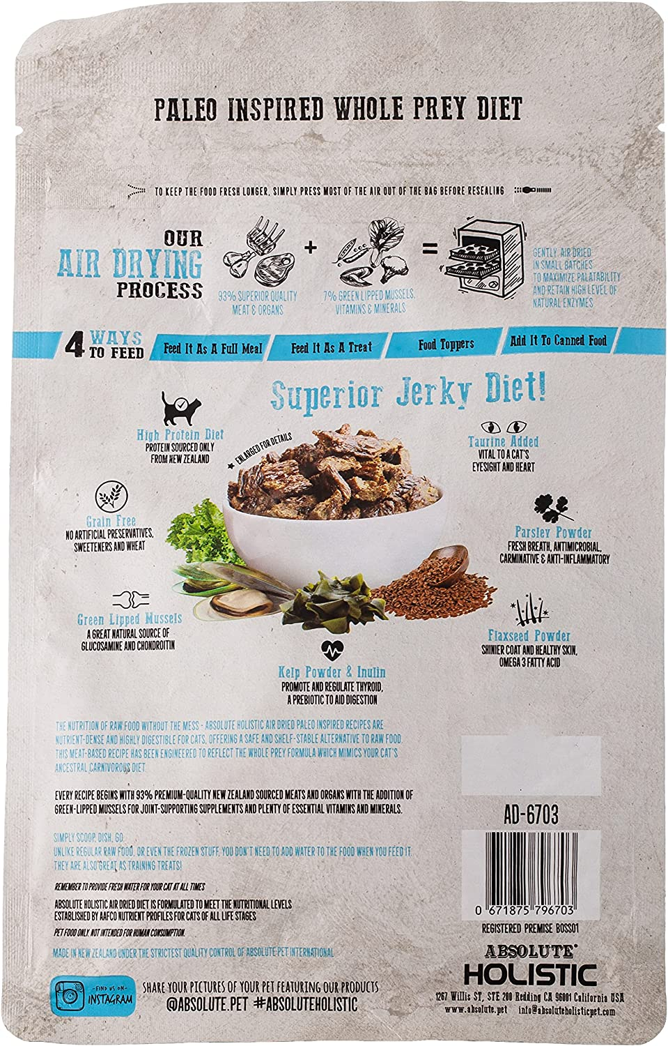 Absolute Blue Mackeral and Lamb Air Dried Food 500 G