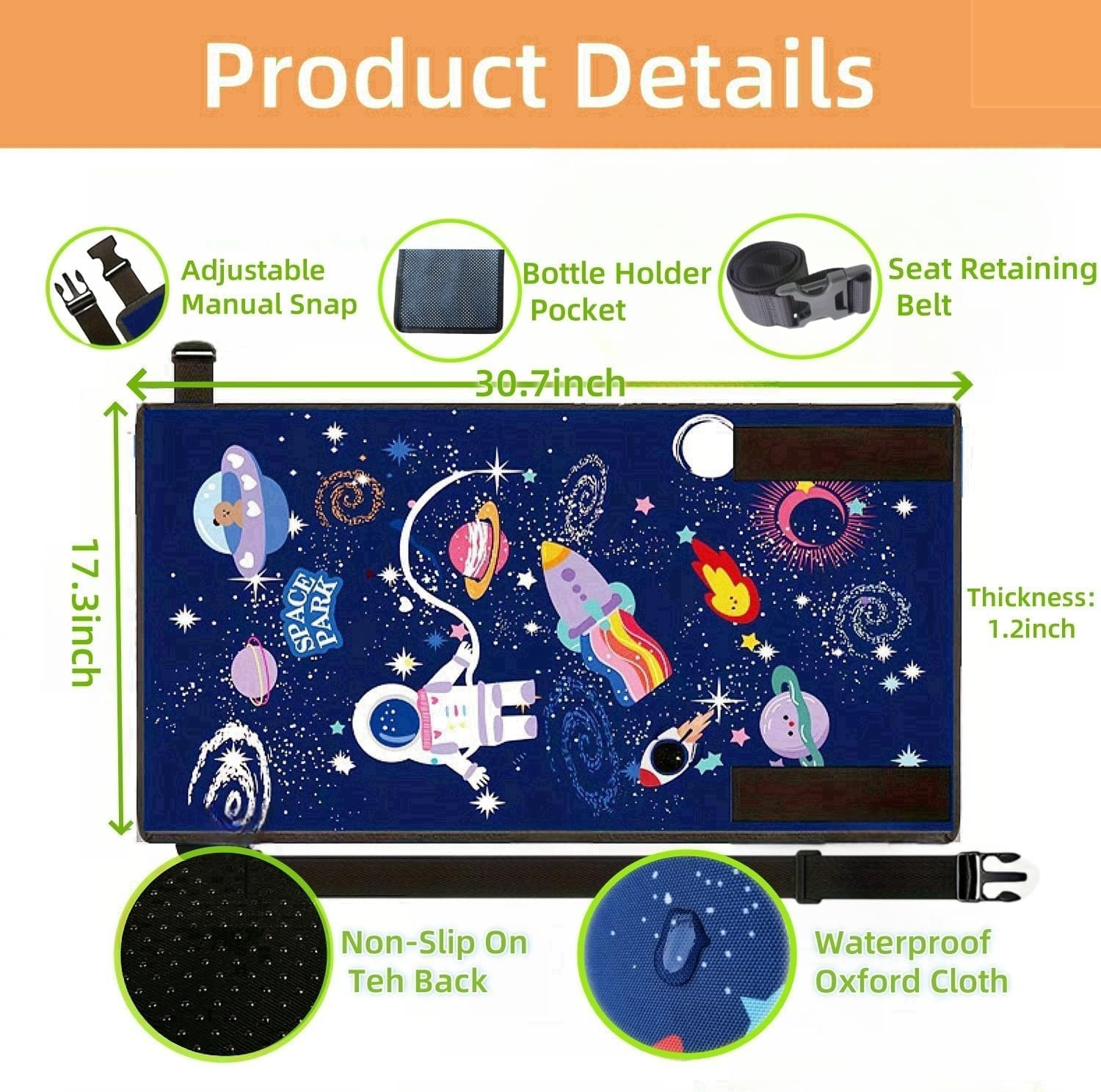 Toddler Airplane Bed, Kids Airplane Seat Extender Travel Bed, Kids Airplane Travel Essentials, Airplane Must Have for Toddlers, Portable Plane Bed Foot Rest for Flights (Starry Sky Blue) image number 5