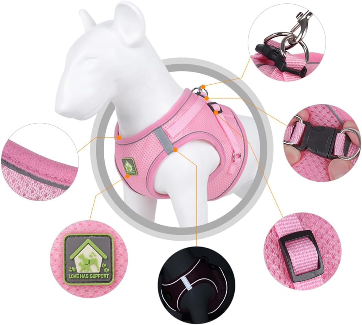 Puppy Dog Harness and Leash Set, No-Pull Pet Vest for Small Dogs and Cats, Easy Control Vest Harness with Adjustable Straps and Reflective Strip for Outdoor Walking Training (Size L,Black) image number 4