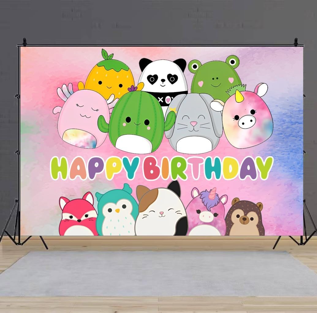 Cute Animal Background Birthday Decorations - Happy Birthday Banner Backdrop for Party Supplies (5X3Ft) image number 2
