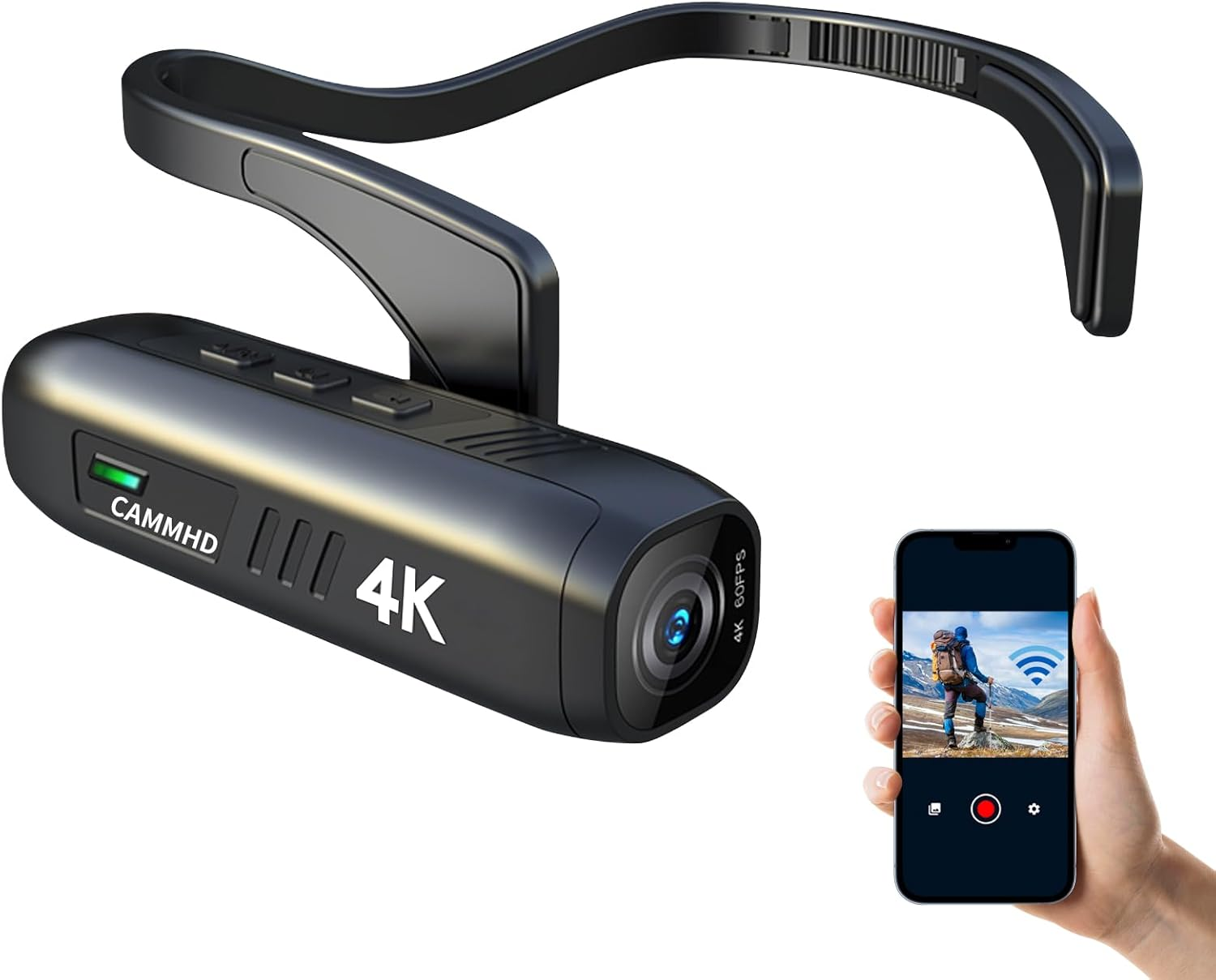 CAMMHD 4K Action Camera, Anti-Shake Helmet Camcorder with 6-Axis Gimbal Stabilizer, Wi-Fi APP Control, Head Wearable Video Camera Recorder for Vlogging Travel Sports image number 1
