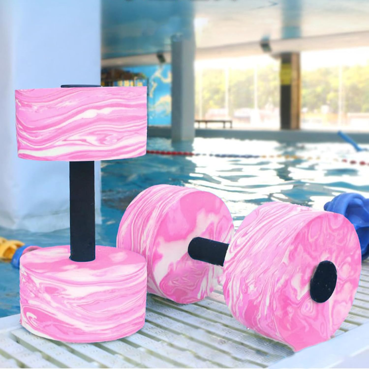 Water Dumbbells, Set of 2 EVA Aquatic Fitness Dumbells Pool Resistance Water Weight Aerobics, High-Density Foam Pool Fitness Barbells Hand Weights Exercises image number 6