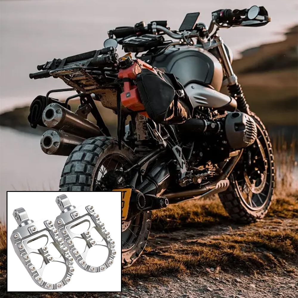 TOMVAES CNC Wide Foot Pegs 360&deg; Roating MX Chopper Bobber Style for Harley Dyna Sportster Fatboy Iron 883 1200,Silver image number 4