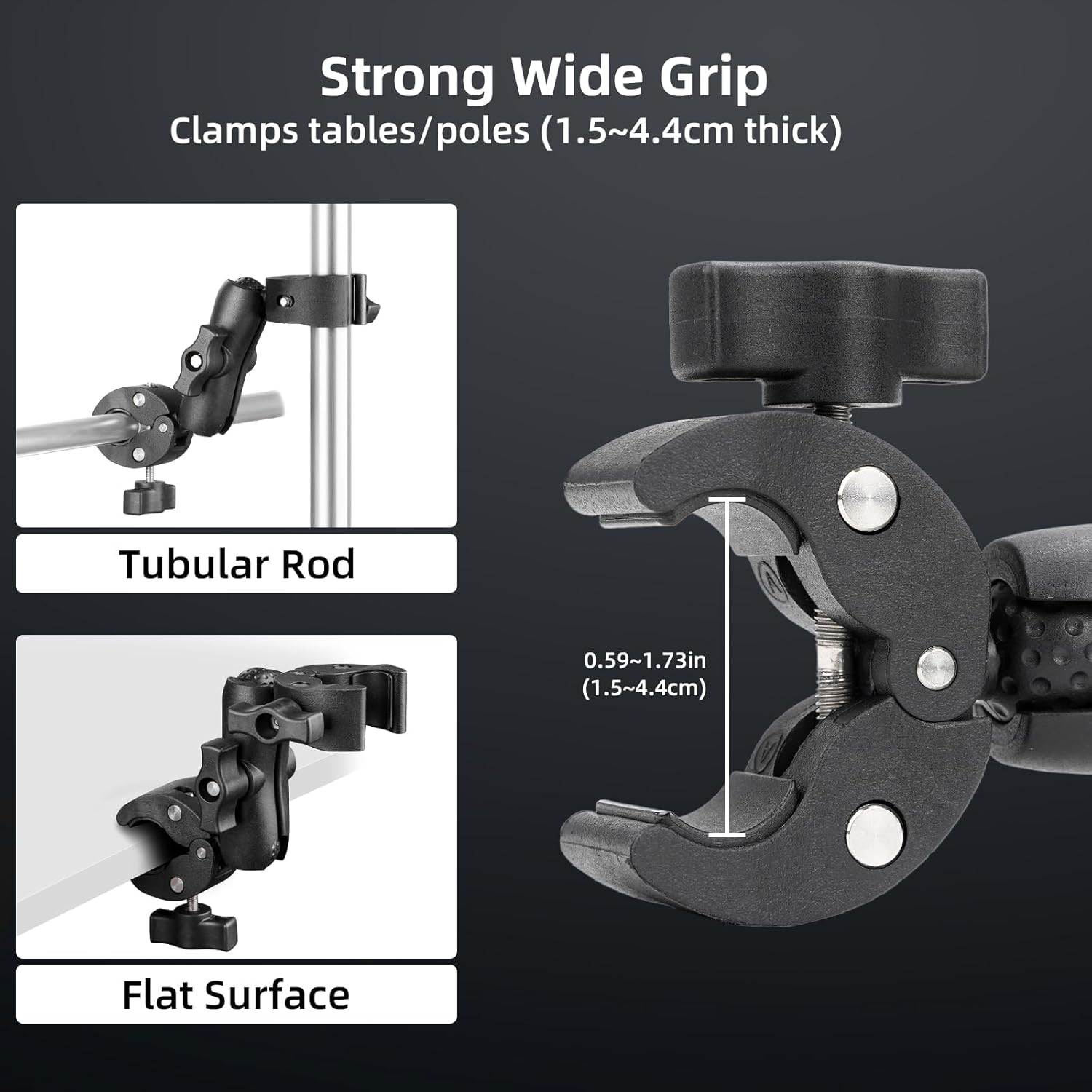 BRDRC Double Clamp Mount Umbrella Holder Camera Pole Holder for Pushchair Wheelchair Monitor Magic Socket Arm Desk Photo Studio Light Stand Photography Reflector Flag Crossbar image number 5