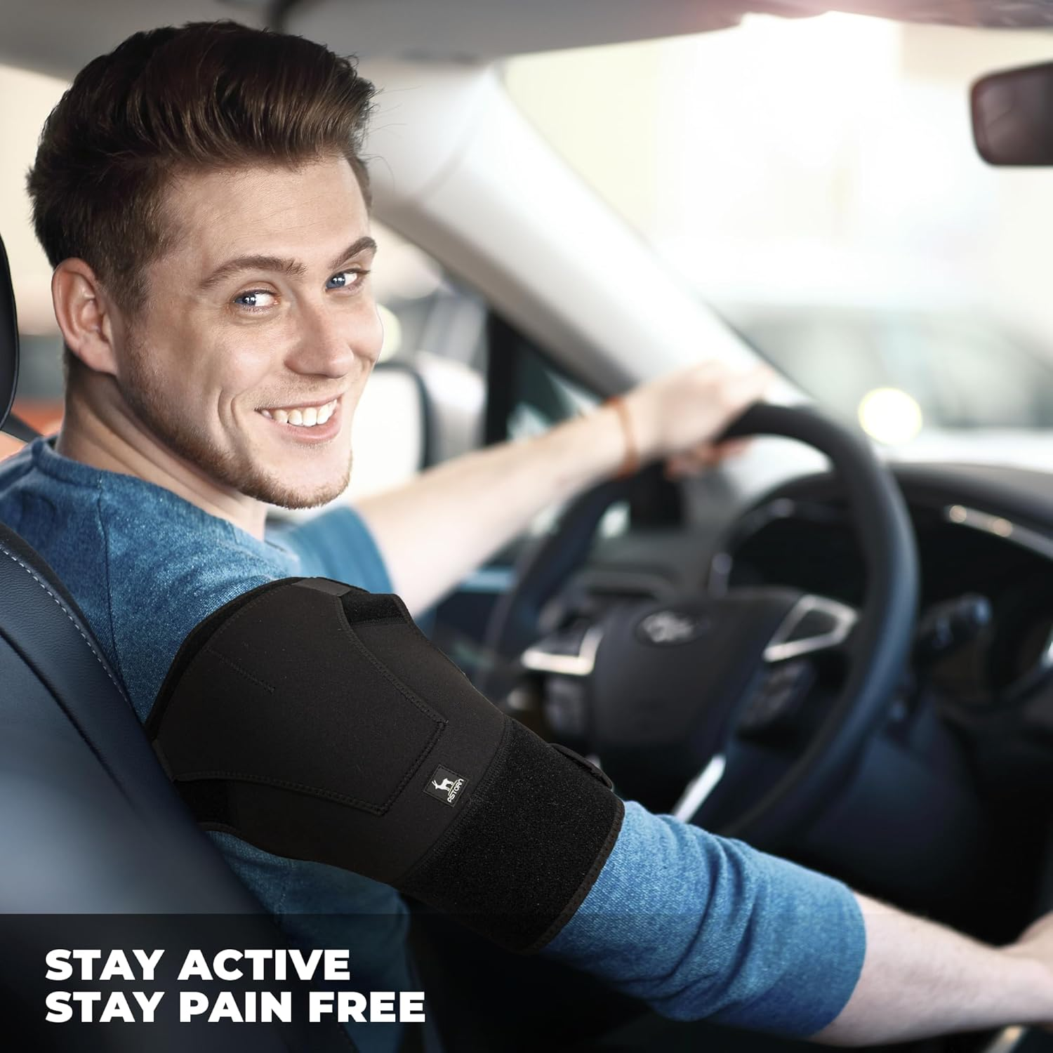 Astorn Adjustable Shoulder Brace for Torn Rotator Cuff with Icepack Holder - Shoulder Compression Sleeve Wrap for Pain Relief, Stability and Recovery - Fits Left and Right Arm for Men & Women (L) image number 3