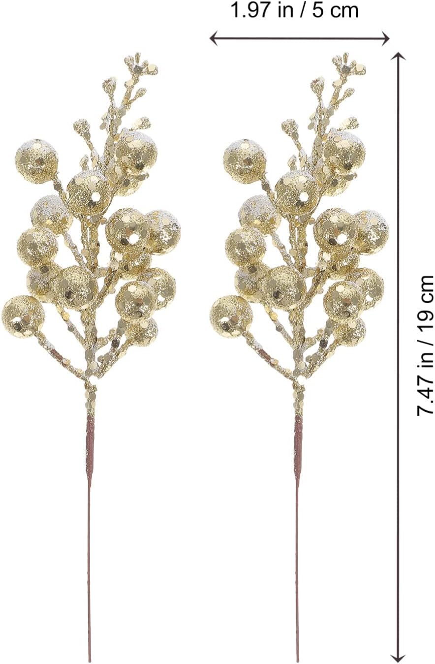 Gatuida Christmas Berry Pick Artificial Berry Stems, 10PCS Christmas Glitter Berries Stems Branches Holly Picks S Tree Ornaments Burgundy Berry Picks image number 6