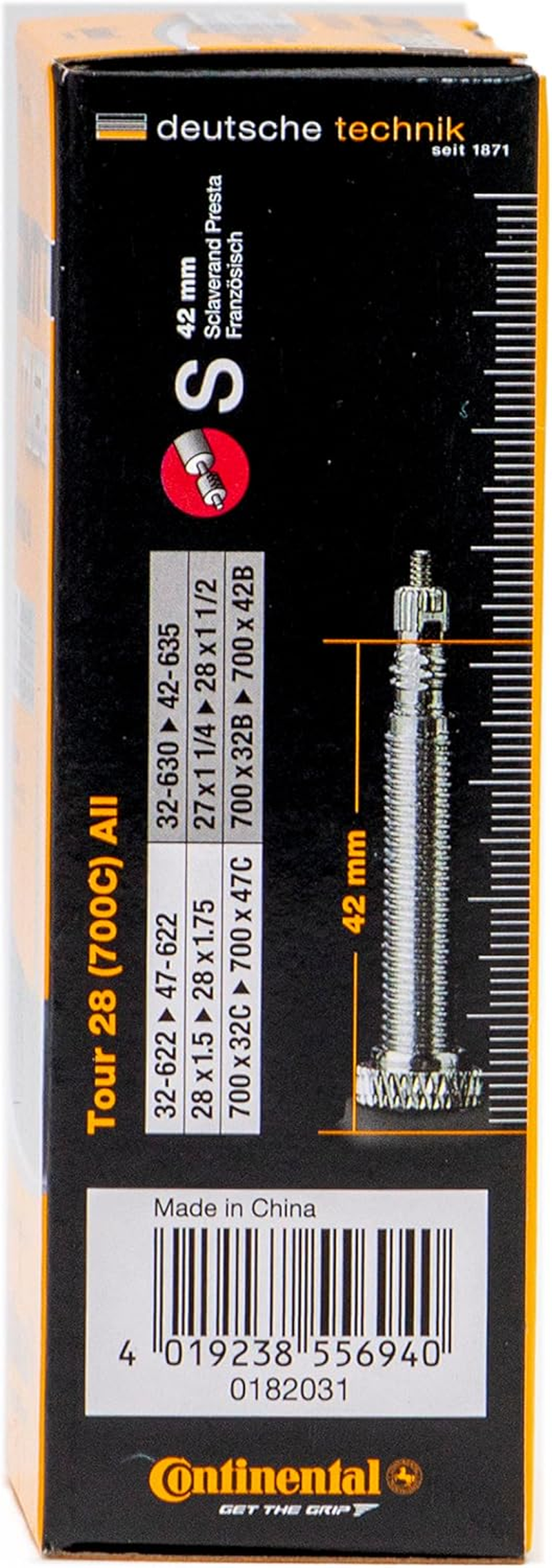 Continental Tour 28 All Bicycle Inner Tube, Black, 700Cc 32-622/47-622, 182031, S42 image number 3