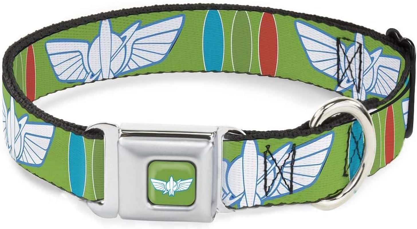 Dog Collar Seatbelt Buckle Toy Story Buzz Lightyear Bounding Space Ranger Logo Buttons 15 to 26 Inches 1.0 Inch Wide image number 1