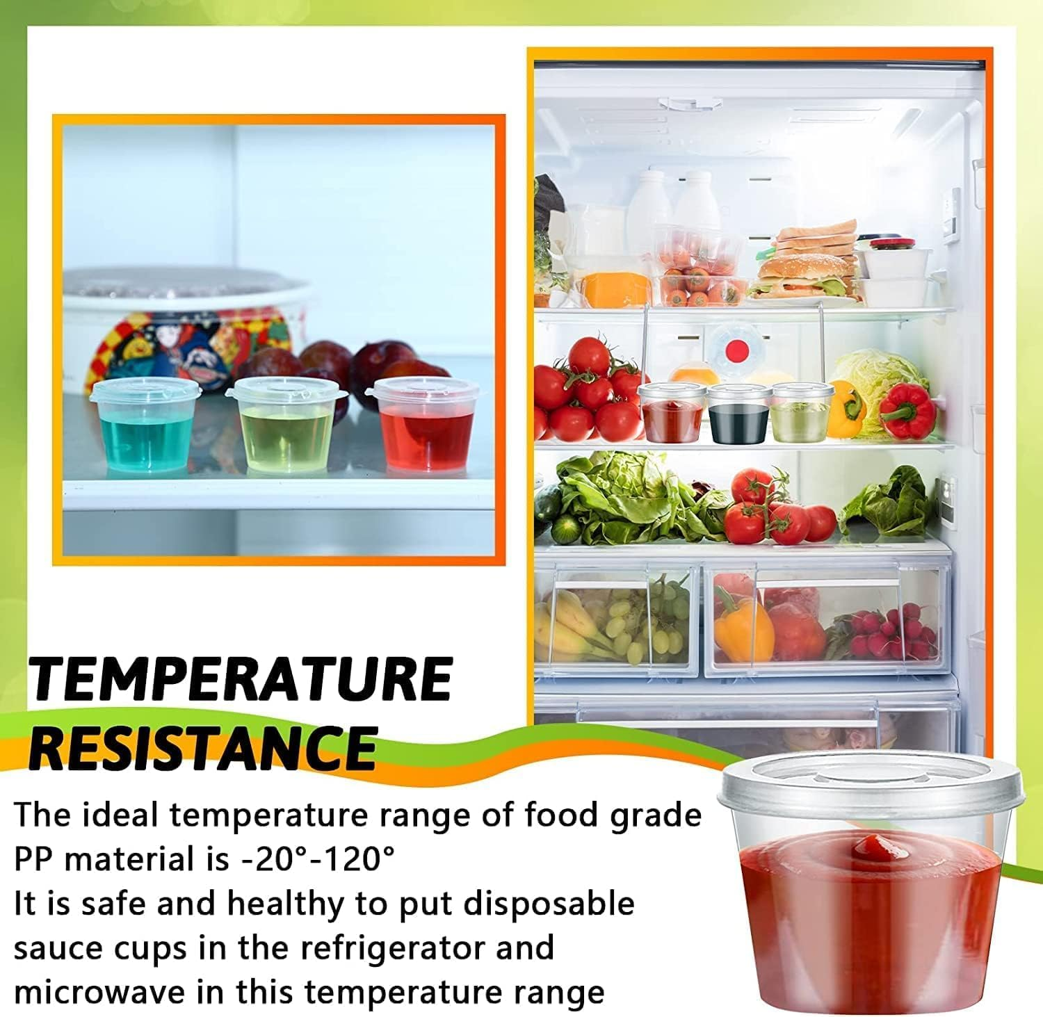 [200 PACK - 1 Oz] round Food Container Pots with Lids, Sauce Pots Reusable Jelly Shot Cups Clear Small Deli Pot Restaurants Takeaways Containers for Small Dips Chutney Ketchup Salads-25Ml image number 2