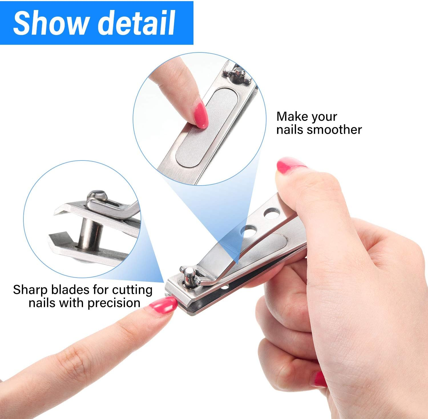 2 Pieces Nail Clipper for Thick Nails, Straight Edge Toenail Clippers, Stainless Steel Fingernail Cutters, Heavy Duty Large Wide Mouth Fingernail and Toenail Scissors for Men Women image number 3